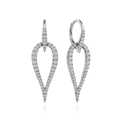 Clearance Gabriel & Co. 14K White Gold Open Diamond Teardrop Leverback Earrings