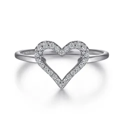 Best Gabriel & Co. 14K White Gold Open Heart Diamond Ring