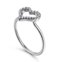 Best Gabriel & Co. 14K White Gold Open Heart Diamond Ring
