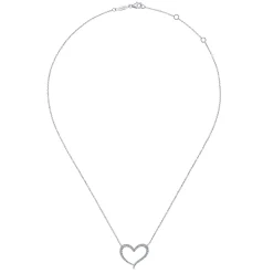 Clearance Gabriel & Co. 14K White Gold Open Heart Diamond Pendant Necklace