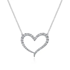 Clearance Gabriel & Co. 14K White Gold Open Heart Diamond Pendant Necklace