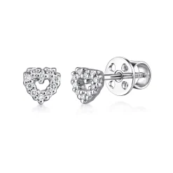 New Gabriel & Co. 14K White Gold Open Heart Diamond Stud Earrings