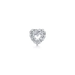 Clearance Gabriel & Co. 14K White Gold Open Heart Diamond Single Stud Earrings