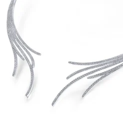 Hot Gabriel & Co. 18K White Gold Open Multi Row Diamond Statement Necklace