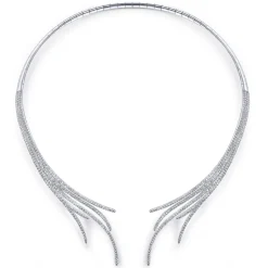 Hot Gabriel & Co. 18K White Gold Open Multi Row Diamond Statement Necklace