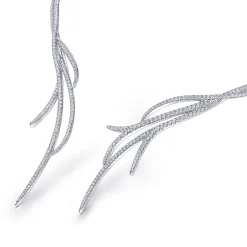 Discount Gabriel & Co. 18K White Gold Open Multi Row Diamond Statement Necklace