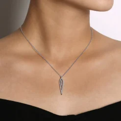 Outlet Gabriel & Co. 14K White Gold Open Teardrop Diamond Pendant Necklace