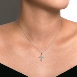Gabriel & Co. 14K White Gold Openwork Diamond Cross Necklace
