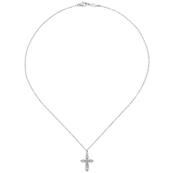 Gabriel & Co. 14K White Gold Openwork Diamond Cross Necklace
