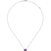 Outlet Gabriel & Co. 14K White Gold Oval Amethyst and Diamond Halo Pendant Necklace