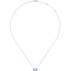 Gabriel & Co. 14K White Gold Oval Aquamarine and Diamond Halo Pendant Necklace