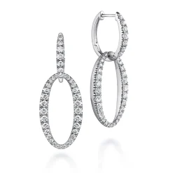 Discount Gabriel & Co. 18K White Gold Oval Diamond Link Huggies