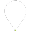 Discount Gabriel & Co. 14K White Gold Oval Peridot and Diamond Halo Pendant Necklace