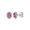 Online Gabriel & Co. 14K White Gold Oval Ruby and Diamond Halo Stud Earrings