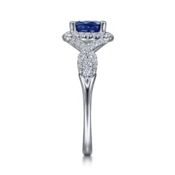 Online Gabriel & Co. 14K White Gold Oval Sapphire and Diamond Halo Ring