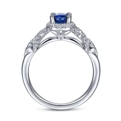 Online Gabriel & Co. 14K White Gold Oval Sapphire and Diamond Halo Ring