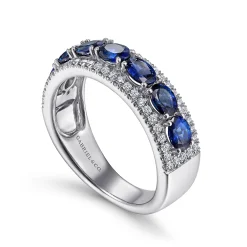 Online Gabriel & Co. 14K White Gold Oval Sapphire and Diamond Band