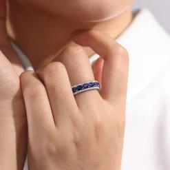 Online Gabriel & Co. 14K White Gold Oval Sapphire and Diamond Band