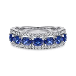 Online Gabriel & Co. 14K White Gold Oval Sapphire and Diamond Band