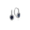 Outlet Gabriel & Co. 14K White Gold Oval Sapphire and Diamond Halo Leverback Earrings