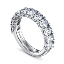 Sale Gabriel & Co. 14K White Gold Oval 11 Stone Prong Set Diamond Anniversary Band - 2.65 ct