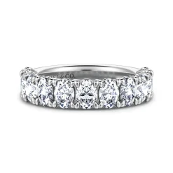 Sale Gabriel & Co. 14K White Gold Oval 11 Stone Prong Set Diamond Anniversary Band - 2.65 ct