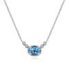 Best Gabriel & Co. 14K White Gold Oval Swiss Blue Topaz Pendant Necklace with Diamond Accents
