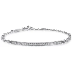 Outlet Gabriel & Co. 14K White Gold Pave Diamond Bar Tennis Bracelet
