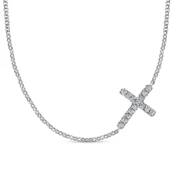 Clearance Gabriel & Co. 14K White Gold Pave Diamond Cross Necklace