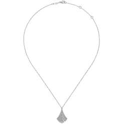 Sale Gabriel & Co. 14K White Gold Pave Diamond Fan Pendant Necklace