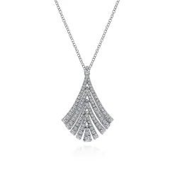 Sale Gabriel & Co. 14K White Gold Pave Diamond Fan Pendant Necklace