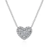 New Gabriel & Co. 14K White Gold Pave Diamond Heart Pendant Necklace