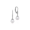 Outlet Gabriel & Co. 14K White Gold Pave Diamond Pearl Drop Earrings
