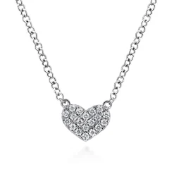 Best Gabriel & Co. 14K White Gold Pave Diamond Pendant Heart Necklace