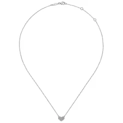 Best Gabriel & Co. 14K White Gold Pave Diamond Pendant Heart Necklace