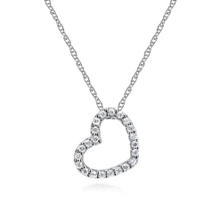 Clearance Gabriel & Co. 14K White Gold Pave Diamond Sidways Open Heart Pendant Necklace