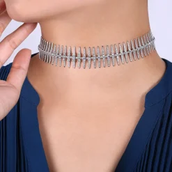 Clearance Gabriel & Co. 18K White Gold Pave Diamond Spike Statement Necklace