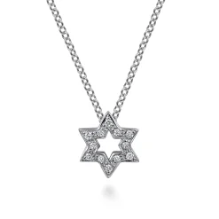 Clearance Gabriel & Co. 14K White Gold Pave Diamond Star of David Pendant Necklace