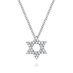 Online Gabriel & Co. 14K White Gold Pave Diamond Star of David Pendant Necklace