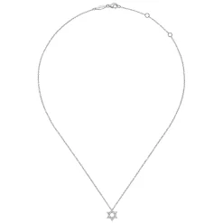 Online Gabriel & Co. 14K White Gold Pave Diamond Star of David Pendant Necklace
