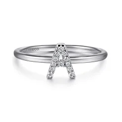 Sale Gabriel & Co. 14K White Gold Pave Diamond Uppercase A Initial Ring