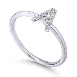 Sale Gabriel & Co. 14K White Gold Pave Diamond Uppercase A Initial Ring