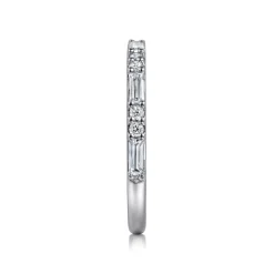 Discount Gabriel & Co. 14K White Gold Pave Round and Baguette Diamond Anniversary Band - 0.35 ct