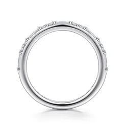 Discount Gabriel & Co. 14K White Gold Pave Round and Baguette Diamond Anniversary Band - 0.35 ct