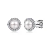 Hot Gabriel & Co. 14K White Gold Pearl and Diamond Halo Stud Earrings