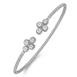 Hot Gabriel & Co. 14K White Gold Pearl Bujukan Open Bangle