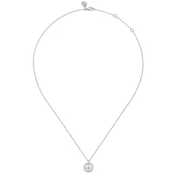 Outlet Gabriel & Co. 14K White Gold Pearl with Diamond Halo Pendant Necklace