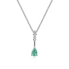 Online Gabriel & Co. 14K White Gold Pear Shaped Emerald and Diamond Drop Pendant Necklace
