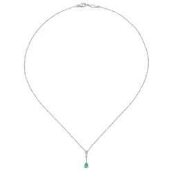 Online Gabriel & Co. 14K White Gold Pear Shaped Emerald and Diamond Drop Pendant Necklace
