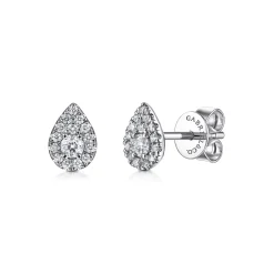 Gabriel & Co. 14K White Gold Pear Shape Diamond Stud Earrings